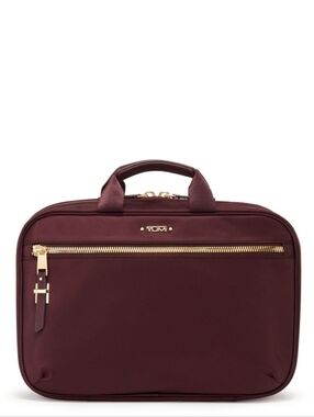 TUMI Voyageur Madina Cosmetic Bag Toiletry Travel Kit Burgundy Red Berry